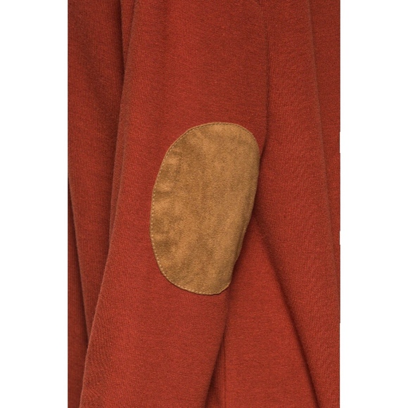 Lace up Back Knit Top With Suede Elbow Patch Rust - Picture 4 of 7